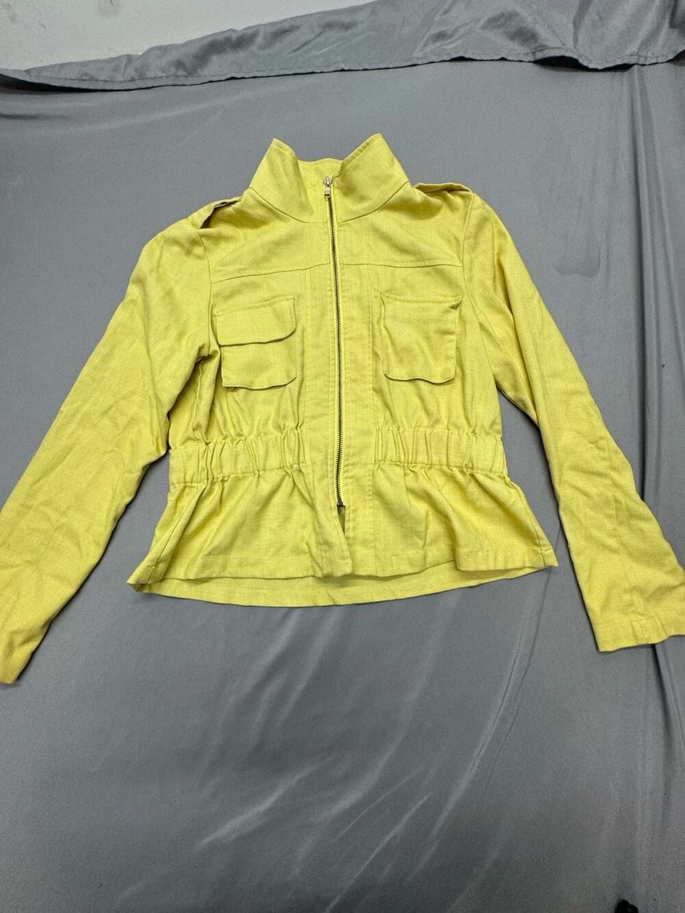7th Avenue New York & Company Utility Jacket Size M Yellow Full Zip